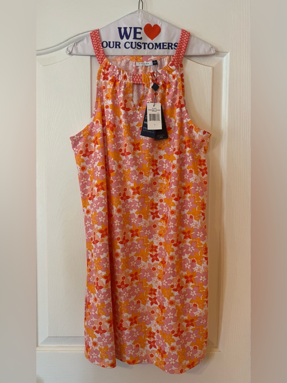 NWT Cabana Life Floral Sleeveless Shift Dress - Pink, Orange & White